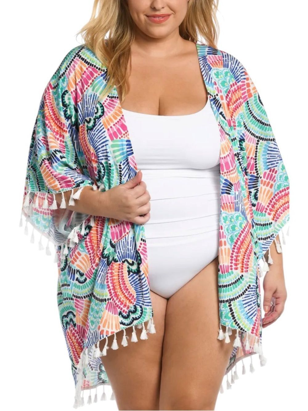 La Blanca Multicolor Tassel-Trim  Swim Cover-Up